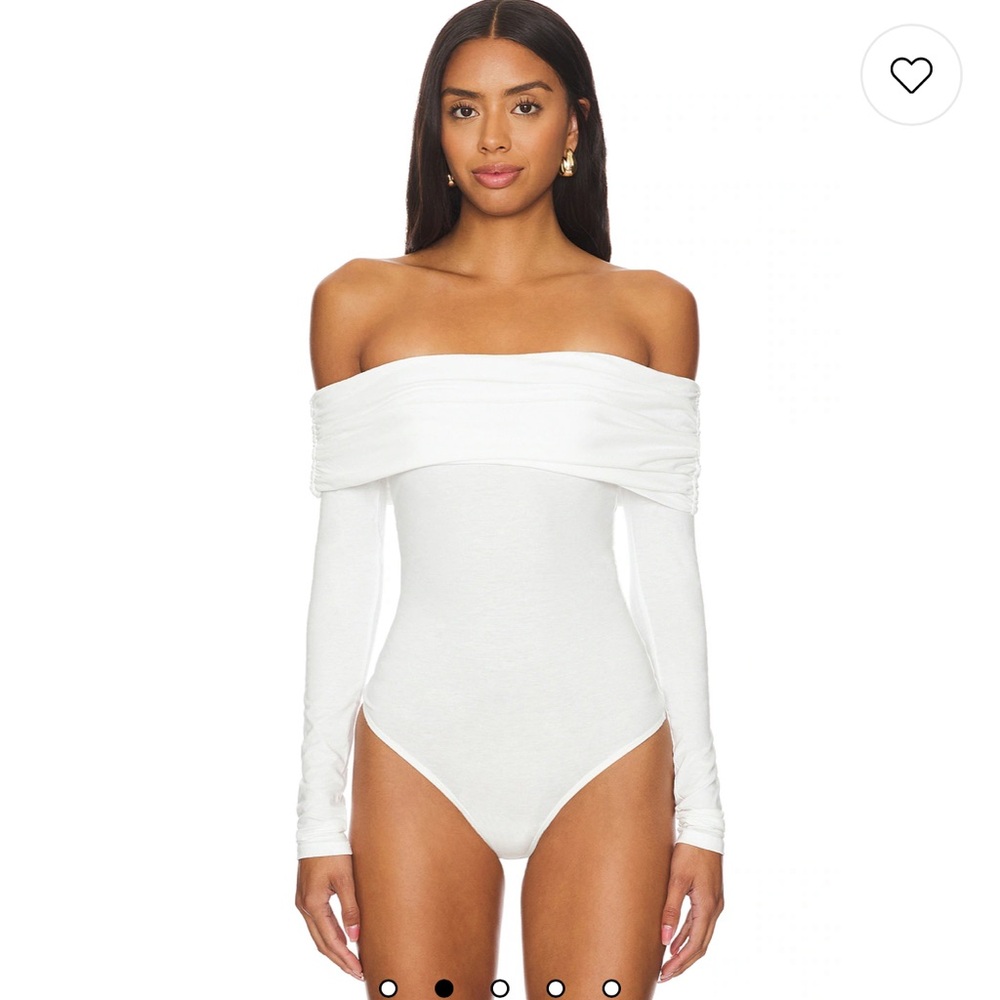 Clyque Cambria Off-Shoulder White Bodysuit